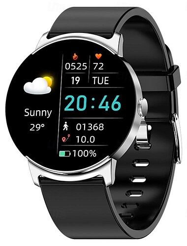 Smart Watch 1,32 tommer Smartwatch Fitness Løbeur Bluetooth Pedometer Opkald Påmindelse Aktivitets Tracker til Android iOS Kvinder Mænd Lang Standby Vandtæt Mediekontrol IP 67 47mm Valentinsdag Gave