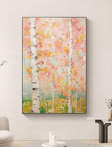 dipinto a mano albero di ginkgo pittura a olio su tela grande foresta verde pittura arte della parete astratta foresta pittura arte personalizzata decorazioni per la casa per la decorazione della