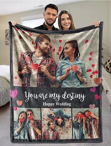 שמיכה מותאמת אישית עם 4 תמונות מתנות מותאמות אישית שמיכת תמונה אני אוהב אותך מתנת יום הולדת לאישה בעל חברה חבר