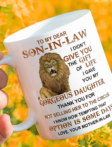 1 stk løve svigersøn kaffekrus 11 oz keramiske kaffekopper til min kære svigersøn vandkopper fra svigermor sommer vinter drikkevarer gaver