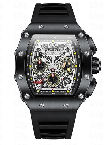Montre mécanique ONOLA pour hommes mode sportive en plein air décontractée automatique remontage automatique calendrier lumineux montre étanche en gel de silicone