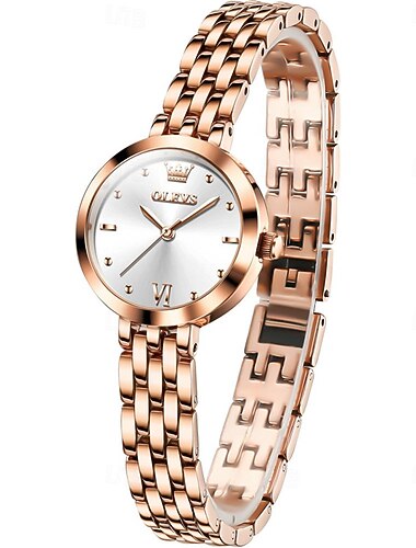 OLEVS Muttertagsgeschenk für Frauen Quarzuhr Minimalistische Mode Freizeit-Armbanduhr Wasserdichte Dekoration Edelstahl-Uhr