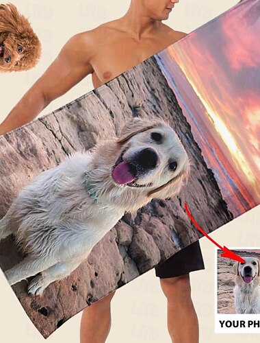 Personnalisez Votre Image Serviette de Plage Serviette de Yoga Serviette de Plage en Microfibre Serviette Anti-Sable (Impression Recto) Multifonctionnelle Pour Salle de Bain Hôtel Salle de Sport et