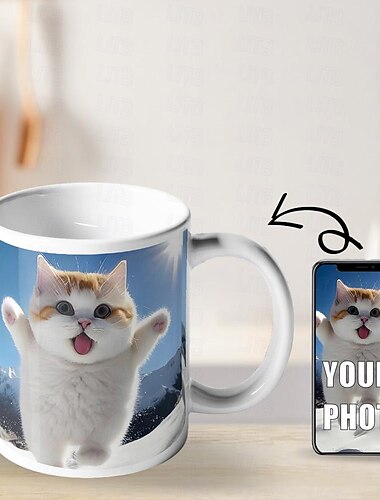فنجان قهوة مخصص بصور شخصية - هدية مخصصة لعيد الميلاد، فنجان خزفي بسعة 11 أونصة