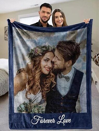 Spersonalizowany koc prezenty personalizowane 1 zdjęcie prezenty dla par spersonalizowany koc zdjęciowy prezenty 'Kocham cię' prezent urodzinowy dla żony męża dziewczyny chłopaka zwierząt