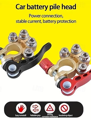 Connecteur de borne de batterie de voiture de qualité supérieure, avec fonction d'arrêt, connectez et déconnectez en toute sécurité les fils de la batterie pour un entretien facile, 2 pièces/ensemble