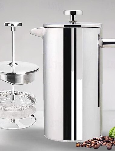 304 francouzská tlaková konvice z nerezové oceli evropský styl filtrační tlaková ručně vařená konvice na kávu dvouvrstvá konvice na čaj se sítkem