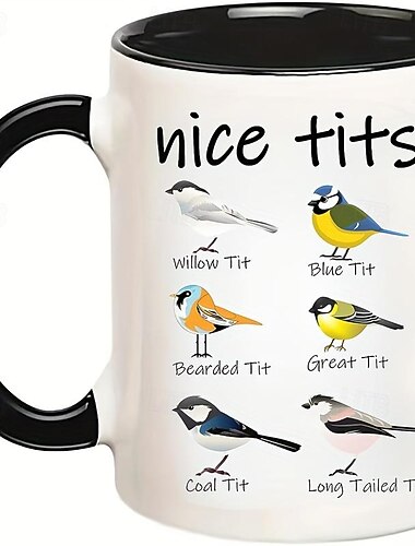 belle tasse d'oiseau aux seins - tasse à café drôle d'observateur d'oiseaux: tasse à café d'oiseau en langage de volaille, cadeau d'anniversaire pour les femmes, les hommes et les amateurs d'oiseaux -