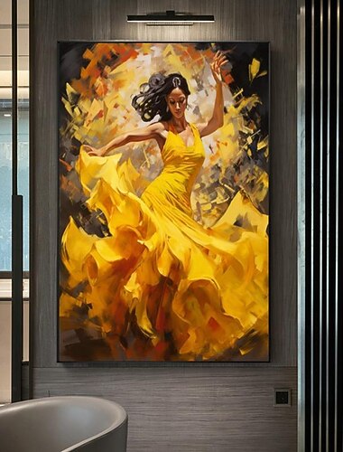 100 % håndmalt moderne oljemaleri figurkunst spansk flamencodans lerretsmalerier veggkunstbilder til stuen (ingen ramme)