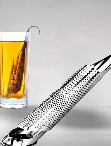 1 stk. te-si-stav i rustfrit stål, te-infuser i rustfrit stål, tefilter med lange skafter i rustfrit stål te diffuser til løs te, rose, kaffe.