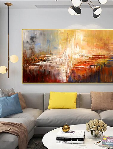handgemaakt olieverfschilderij canvas kunst aan de muur decoratie abstract mes schilderij zon goud voor huisdecoratie gerold frameloos ongerekt schilderij
