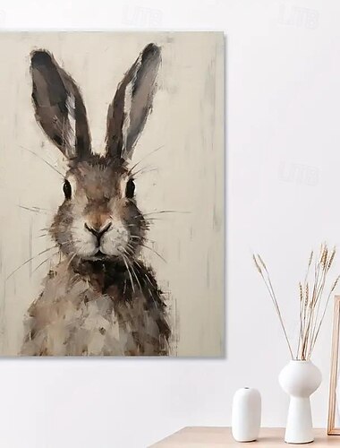 フレームアートキャンバスプリントポスターウサギ動物イラストキャンバス壁アートアートワーク壁画浴室寝室オフィスリビングルーム壁の装飾イースター家の装飾