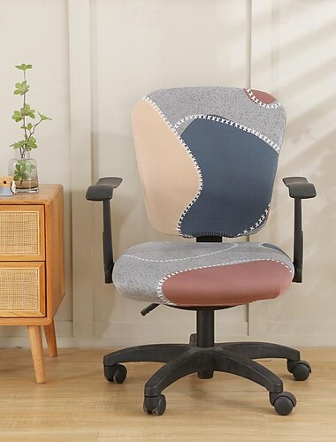 housse de chaise de bureau housse de chaise de bureau d'ordinateur extensible spandex anti-poussière universel fendu rotatif chaise pivotante housse de protection 2 pièces ensemble, cadeau de bureau