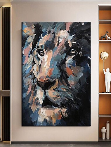 stor løve oljemaleri på lerret håndmalt tiger abstrakt dyr lerret maleri veggkunst moderne impresjonistisk løve kunstverk bilde for stue soverom vegg hjemmeinnredning