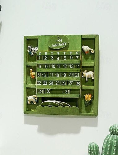 dekoracja ścienna artykuły spożywcze wiszące na ścianie kreatywny dwujęzyczny wieczny kalendarz można zawiesić drewniany ręczny kalendarz rzemieślniczy