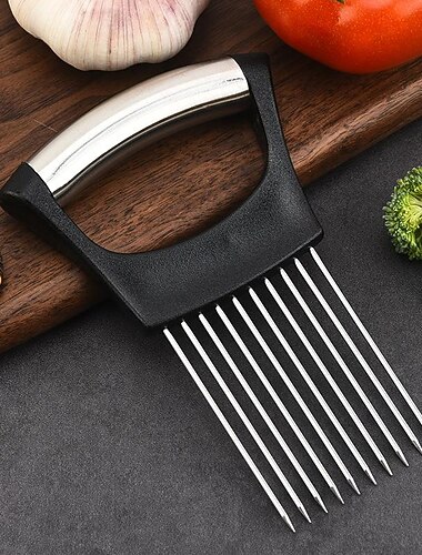 Onion Holder for Slicing, 1PCS Finger Guards for Cutting Food, Stainless Steel Onion Slicer Holder, Asanta Onion Fork Fruit and Vegetables Tools for Onion, Tomato, Potato, Carrots, Lemon, Meat