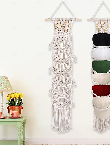 porte-chapeau bohème coton organisateur suspendu pour casquettes et foulards tapisserie porte-casquette organisateur décoration murale porte-casquettes organisateur suspendu chapeau rack de stockage