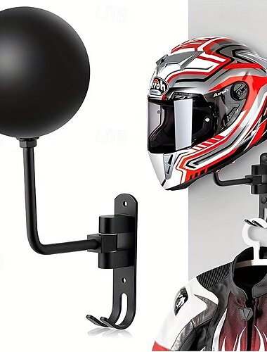 Soporte de pared para casco de motocicleta - Soporte metálico giratorio de 180° soporte de exhibición para casco de bicicleta colgante montable
