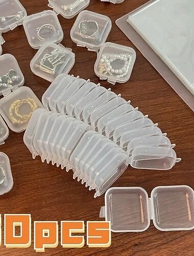 20/50 τμχ μίνι πλαστικό κουτί αποθήκευσης τετράγωνο διαφανές φορητό δοχείο θήκη κοσμημάτων σκουλαρίκια συσκευασία βιτρίνα κάδος φαρμάκων κοσμηματοπωλείο θήκες αποθήκευσης pp αξεσουάρ καθαρά