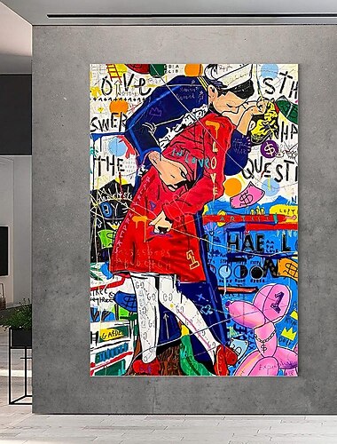 手作り ハング塗装油絵 手描きの 縦式 ポップアート ストリートアート コンテンポラリー 近代の インナーフレームなし(枠なし)