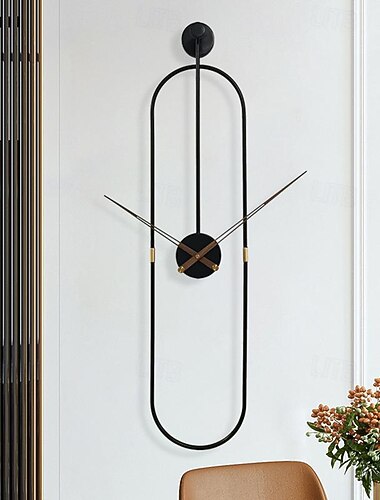 Zegary ścienne salon owalny zegar ścienny duży metalowy orzechowy cyferblat wystrój domu ciche, nie tykające lekkie zegary sypialnia gabinet dekoracje biurowe 20 * 80 cm