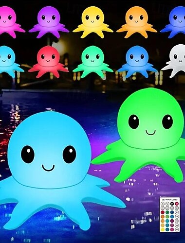 Luci solari per piscine galleggianti Luce per polpo gonfiabile impermeabile alimentata ad energia solare Luce per stagno gonfiabile a 16 colori con telecomando per la decorazione natalizia Festa di