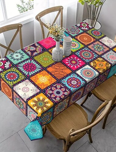mandala stile boho tovaglia impermeabile rettangolare colorata motivo geometrico tovaglia indiana etnica decorazione del partito di festa bohemien tovaglia rotonda cucina di casa decorazione tavolo