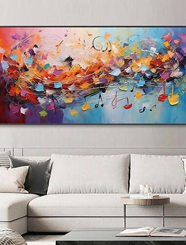 Peinture à l'huile faite à la main, décoration murale en toile, joyeuse, colorée, abstraite, personnel musical, pour la décoration intérieure, roulée, sans cadre, peinture non étirée