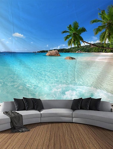 Strand Palme hängende Wandteppich Kunst große Wandteppich Wanddekor Fotografie Hintergrund Decke Vorhang Zuhause Schlafzimmer Wohnzimmer Dekoration Wandtuch XXL Natur