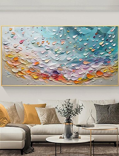 Handgefertigtes Meereswellen-Ölgemälde, handgemaltes Pattle-Messer-Gemälde, horizontale abstrakte Landschaft, zeitgenössische Kunst, Meereslandschaftsmalerei, moderne gerollte Leinwand (kein Rahmen)