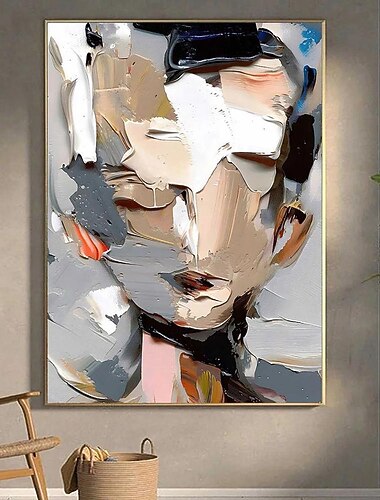 Handgefertigtes Ölgemälde auf Leinwand, Wandkunst, Dekoration, dickes Öl, moderne abstrakte Figur für Heimdekoration, gerolltes, rahmenloses, ungedehntes Gemälde