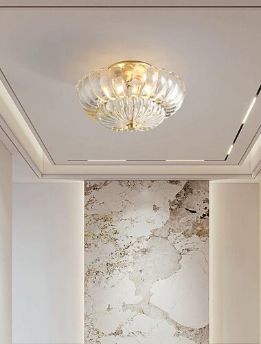 真鍮シーリングライト 30 センチメートル e14 3 ライトシーリングライト器具ガラスシェードヴィンテージホーム玄関フラッシュマウントシーリングライトバスルーム近くの天井照明器具 110-240v