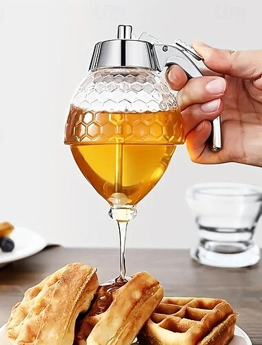 قطعة واحدة من موزع العسل الأنيق من النوع المضغوط - شراب خالٍ من الفوضى & جرة بهار - ديكور المطبخ والراحة