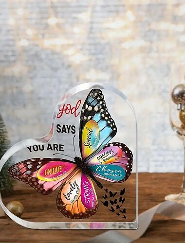 女性のためのクリスチャンギフト 信仰心に強く訴えるギフト アクリル宗教デスク装飾 聖書の一節ギフト 蝶経典ギフト 動機付けのギフト ハロウィンギフト アートクラフト装飾ギフト