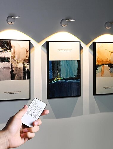 Φωτιστικό εικόνας που λειτουργεί με μπαταρία και τηλεχειριστήριο, 1 πακέτο, ασύρματα σποτ LED, επαναφορτιζόμενα φωτιστικά ντουλαπιού, απλίκα τοίχου LED με αισθητήρα κίνησης, τρίχρωμη λάμπα τοίχου με ρύθμιση έντασης ηλιοβασιλέματος και λάμπα προβολής