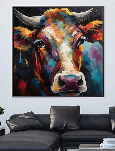 abstract koe olieverfschilderij handgeschilderde kleurrijke dierlijke textuur schilderij unieke kunstwerken levendige dieren canvas schilderij voor muur kunst boerderij decor woonkamer woonkamer home