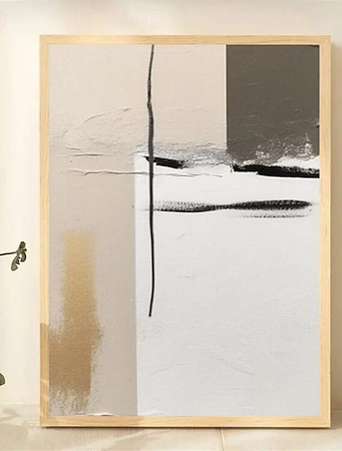 Pintura nórdica blanca pintada a mano, pinturas grandes en lienzo, arte de pared con textura beige, arte abstracto blanco, decoración de sala de estar sin marco