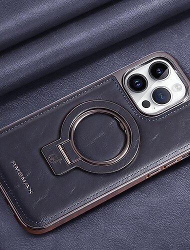 telefon Etui Til iPhone 16 15 14 Pro Max Plus 13 12 11 Pro Max Bagcover Ringholder Magnetisk Understøtter trådløs opladning Kontor / Business Rustfrit Stål PU Læder
