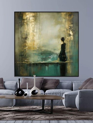 dipinto a olio fatto a mano su tela decorazione della parete arte retrò donna figura dorata paesaggio astratto per la decorazione domestica arrotolata senza cornice pittura non stirata