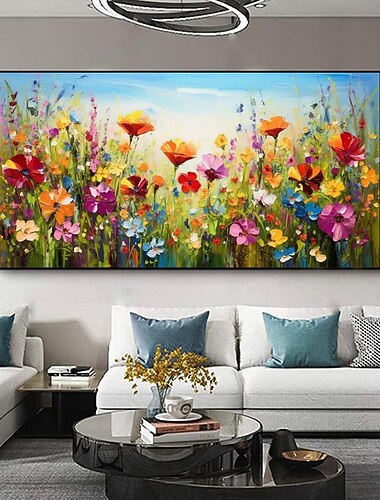 Mintura pinturas al óleo de flores de textura abstracta hechas a mano sobre lienzo, decoración de arte de la pared, imagen moderna para decoración del hogar, pintura enrollada sin marco y sin estirar