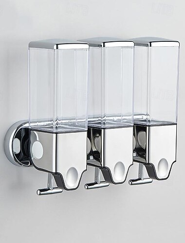 Distributeur de savon mural sans perçage pour salle de bain et cuisine, distributeur de shampoing et d'après-shampooing sans perçage avec adhésif