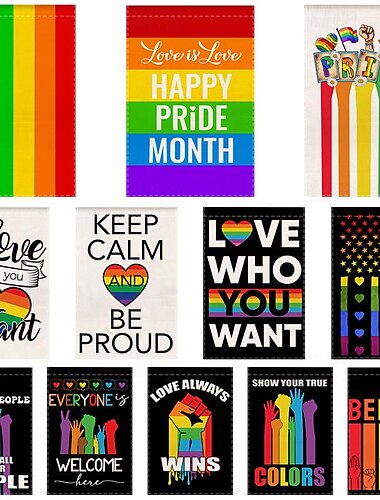 Kesä Pride-kuukausi Sateenkaari Pride-kuukausi LGBTQ LGBT Puutarhaliput 12 kpl Kaksoispuoleiset 12x18 tuuman Pihaliput Pienet Puutarhaliput Ulkokoristeeksi Juhlalliset Puutarhaliput Kauteen kuin
