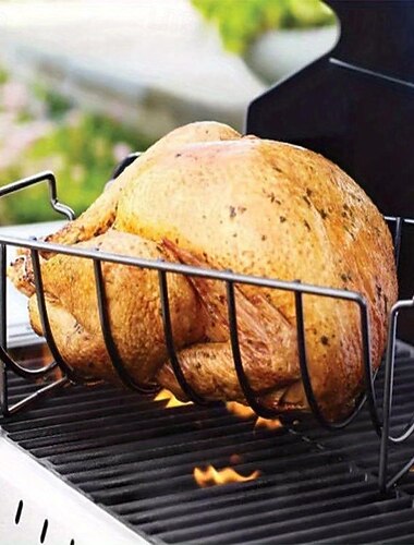 1pc grill bbq costola rack supporto bistecca barbecue stand supporto arrosto cremagliera di pane tostato spiedini di pesce all'aperto barbecue rack picnic cremagliera costola stand barbecue all'aperto