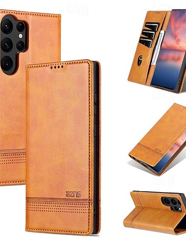 telefon Etui Til Samsung Galaxy S26 Ultra Plus S25 S24 S23 S24 FE S22 S21 Ultra Plus S20 A55 5G A35 5G Tegnebogskortetui Magnetisk Helkropsbeskyttelse Støtteben Kontor / Business TPU PU Læder