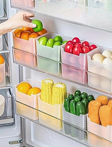 Contenedores de almacenamiento para refrigerador de 6 piezas, caja de almacenamiento de alimentos transparente portátil, caja de almacenamiento de clasificación de alimentos grande, para puerta