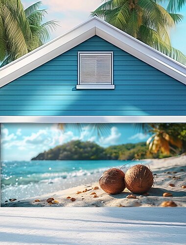 لافتة غطاء باب المرآب الخارجي لعطلة الشاطئ الصيفية، زخرفة خلفية كبيرة جميلة لباب المرآب الخارجي، ديكورات جدران المنزل، موكب الحفلات