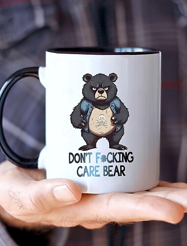 1 taza de café divertida de oso negro, taza de café novedosa, taza divertida estilo pareja, taza de café divertida, taza de café divertida para amigos, Taza de cerámica de 11oz, artículos para beber