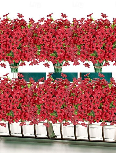 10 Zweige Kunstblumen für draußen, siebenstämmiger Eukalyptus, lila Veilchen, realistischer Blumenstrauß für dekorative Tafelaufsätze und Blumenarrangements