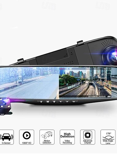bakspejl dashcam dobbelt linse 4.19 bilmonitor 1080p forreste og bagerste dobbelt optageoptager
