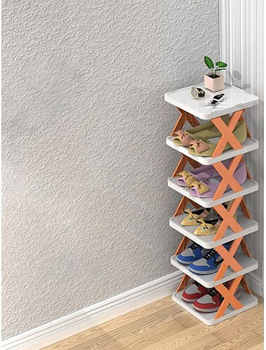 mehrstöckiges, schmales Schuhregal, kleiner vertikaler Schuhständer, platzsparender, freistehender DIY-Schuhaufbewahrungs-Organizer für Eingangsbereich, Schrank, Flur, einfache Montage und stabile
